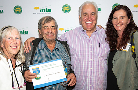 Dawn and Adrian Stoeckel, with Sam Kekovich, and Roz Stoeckel at the awards presentation at Naracoorte last night