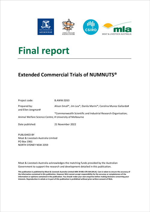 MLA Final Report Extended commercial trials of NUMNUTS B.AWW.0263