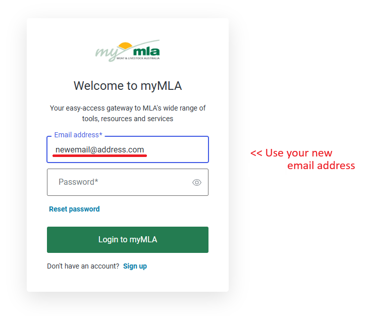 Login using your new email address